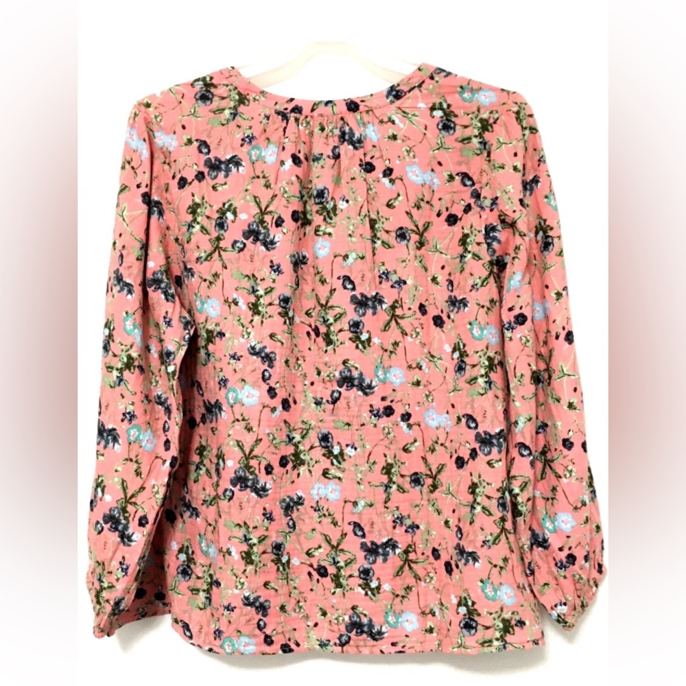 Style & Co Women's 3X Floral Salmon Split V-Neck Long Sleeve Pullover Blouse - Picture 9 of 9
